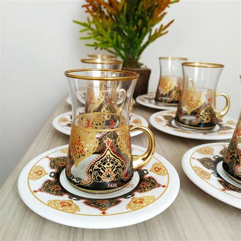 Küpeli Turkish Tea Set With Holder FairTurk com