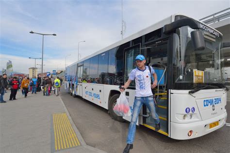 Bus Transportation During Sochi Winter Olympics Editorial Photography