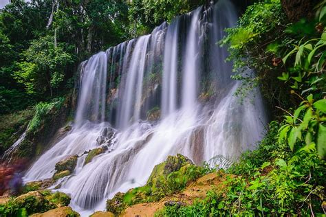 Hd Wallpaper Waterfalls Beside Green Leafed Trees Waters Nature