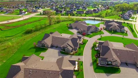 Beautiful Suburban Neighborhood With Stunning Homes Aerial View