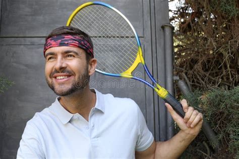 Cute Tennis Player With A Cool Look Stock Image Image Of Macho Equipment 246602143
