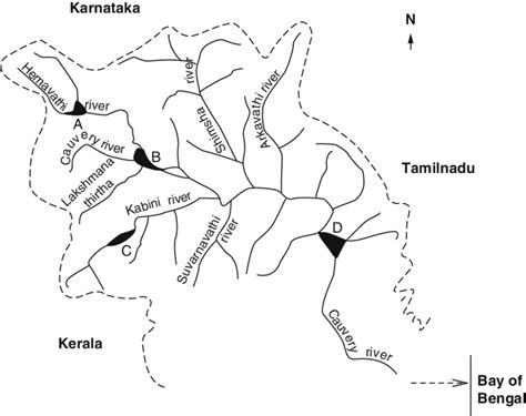 6 Reservoir Systems In Part Of The Cauvery River Basin India