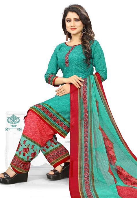 Turquoise Cotton Punjabi Suit 155449 Indian Style Clothes Punjabi