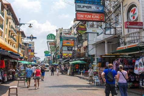 Tourists And Backpackers Walk On Khao San Road In Bangkok Thailand Editorial Photo Image Of