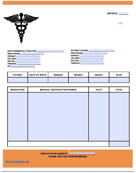 Free Medical Invoice Template Excel Pdf Word Doc