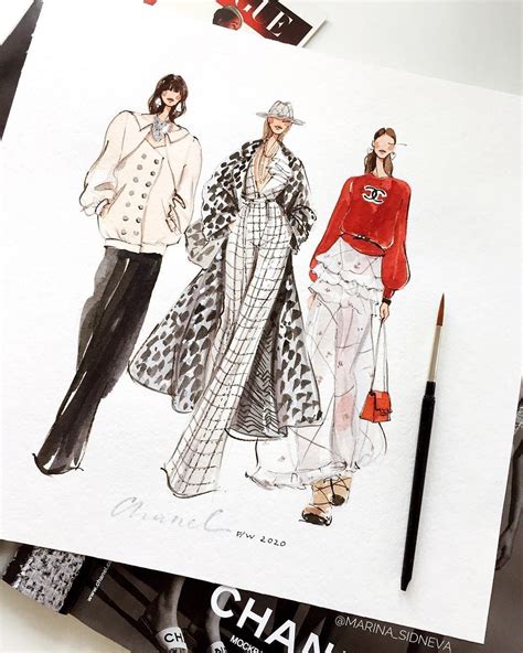 Fashion Illustrator Artist On Chanel Marinasidnevaart Marinasidneva