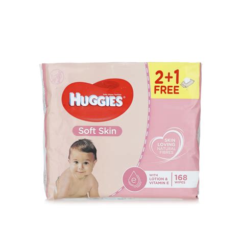 Huggies Pure Soft Skin Baby Wipes X56 X2 Plus One Free Spinneys Uae