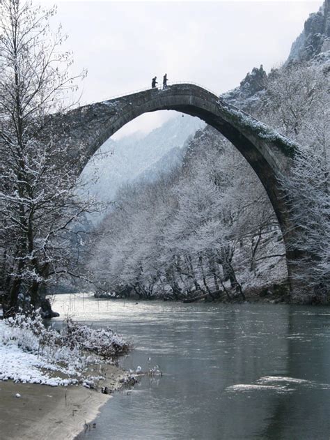 Beautiful Old Stone Bridge Over The River Aoos Konitsa Epirus