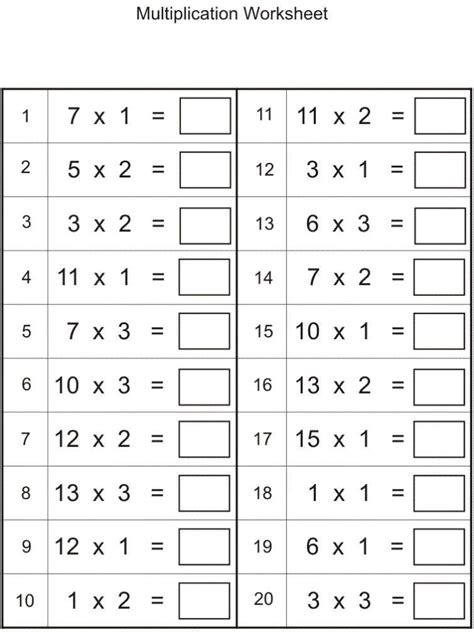 Free Multiplication Printables Printable Pages Multiplication