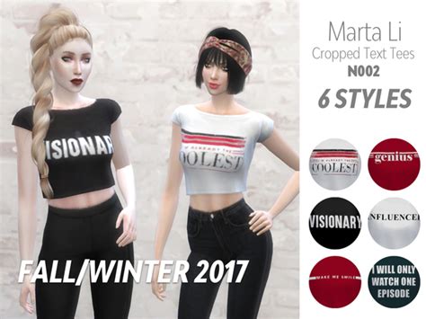 The Sims Resource Marta Li Cropped Text Tees N002 Coolest Tee