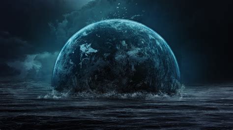 Wallpaper Fantasy Art Sea Planet Artwork Earth Moonlight