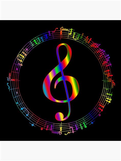 Colorful Treble Clef Clock For Sale By Cooldoodles Redbubble