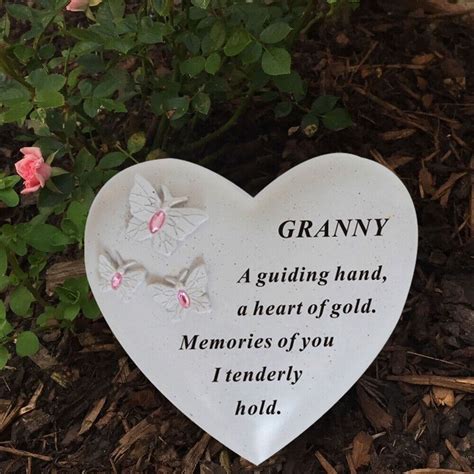 Graveside Memorial Ornaments Butterfly Gem Heart Stone Plaques Various