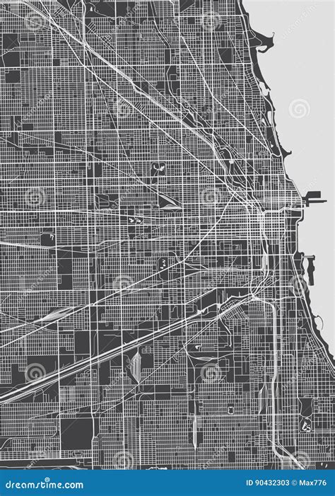 Chicago City Plan Detailed Vector Map Stock Vector Illustration Of