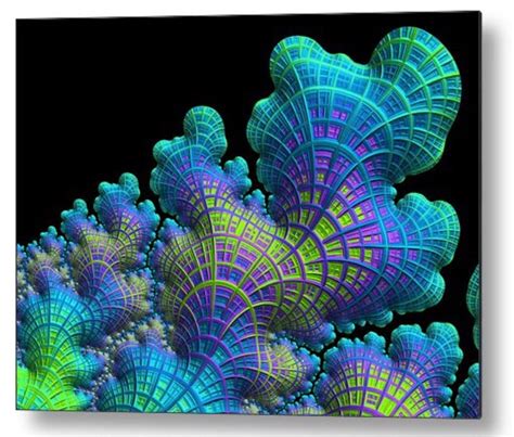 Sea Coral Fractal Art Framed Surrealist Marine Life Metal Etsy In