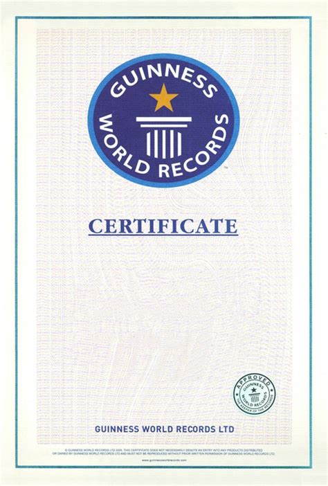 Guinness World Record Certificate Template Certificate Templates Guinness Book Of World