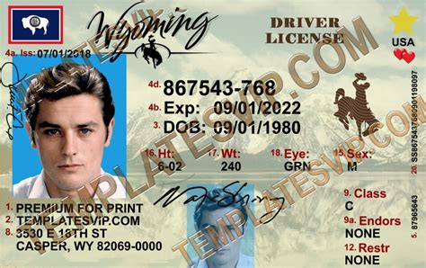 Wyoming Wy Drivers License Psd Template Download Templates