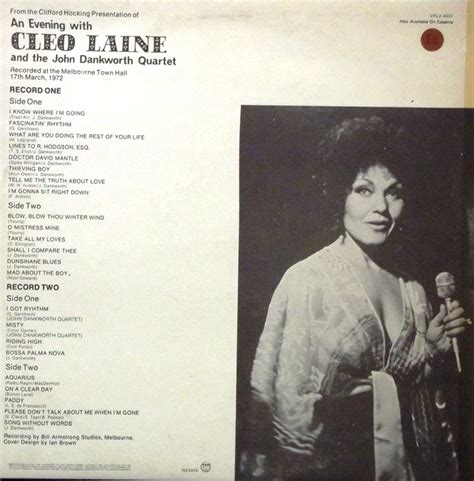 An Evening With Cleo Laine And The John Dankworth Quartet Just For The Record