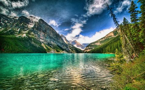 Herunterladen Hintergrundbild 4k Lake Louise Hdr Kanada Banff