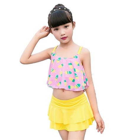 Children Swimwear Kids Summer Two Pieces Skirted Swimsuit Girl Bikini