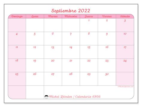 Calendario “63ds” Septiembre De 2022 Para Imprimir Michel Zbinden Es