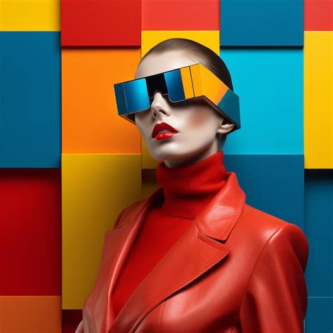 Premium Ai Image A Woman Wearing A Red Suit And Sunglasses Is Wearing