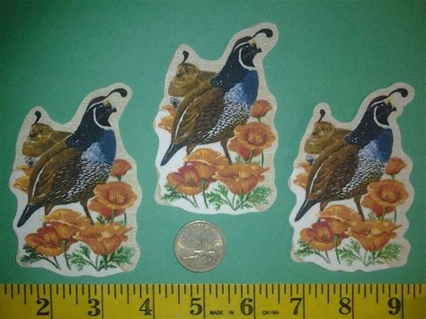 California State Bird And Flower Iron Ons Fabric Appliques