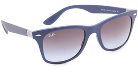 ray ban light force matte wayfarer sunglasses in blue lyst