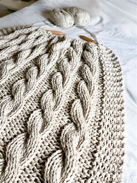 Easy Cable Knit Blanket Pattern