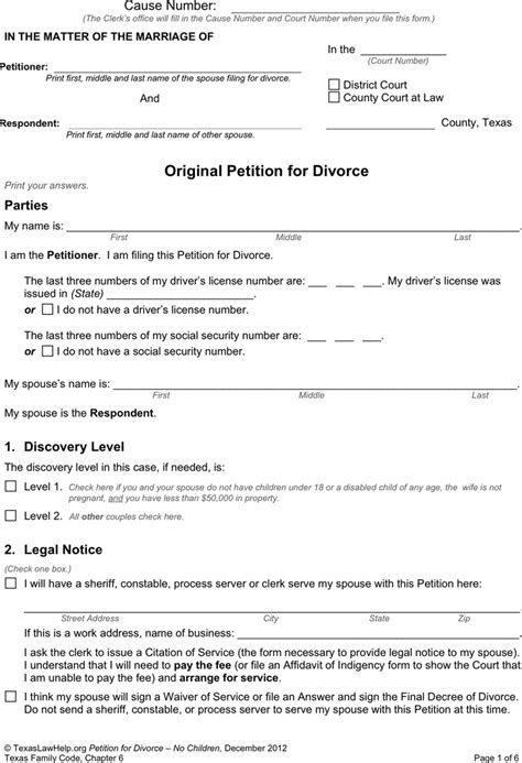 40 Free Divorce Papers Printable Templatelab 40 Free Divorce Papers