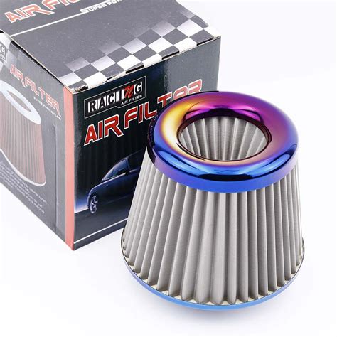 Universal Racing Car Air Filter Stainless Steel Burnt Blue 3 76mm