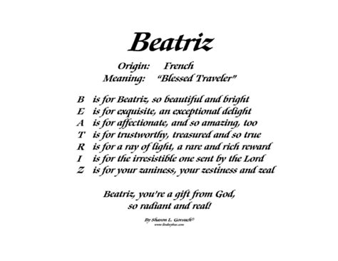 Meaning Of Beatriz Lindseyboo
