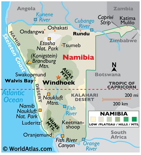 namibia large color map