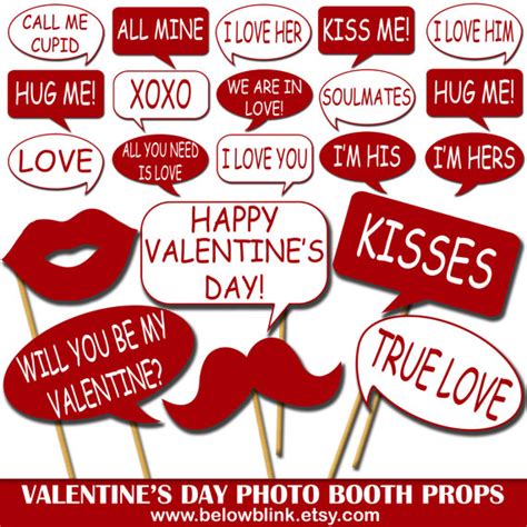 Valentines Day Photo Props Printable Photo Booth Props Etsy