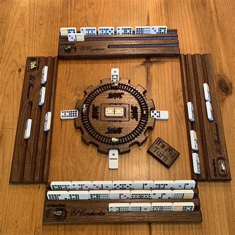 Set Of 4 Mexican Train Domino Racks Made Of Oak Or Walnut Etsy