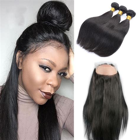 Remeehi Straight 360 Degree Lace Frontal Closure And 3 bundles Hair ...
