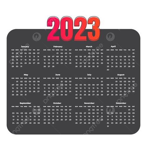 Gambar Desain Kalender 2023 2023 Kalender 2023 Tanggal Kalender Png
