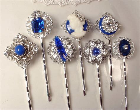 Reserved Custom Vintage Sapphire Blue And Clear Rhinestone Etsy
