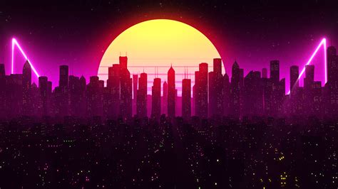 Retrowave City Moon By Jowdarkangel 1920x1080 Good Desktop