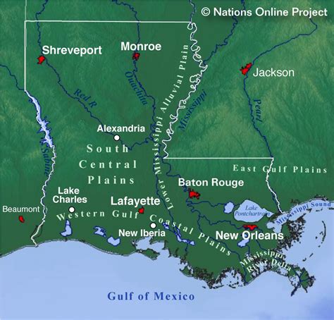 Штат луизиана на карте сша. Map of the State of Louisiana, USA - Nations Online Project