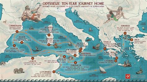 Estimated Map Of Odysseuss Year Journey During Maps On The Web