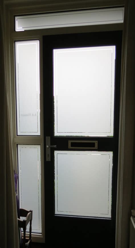 Crazy frosted patterned window film offers 40% off, for privacy and enhancement of plain clear glass to a contemporary. Frosted widow film, front door - APPLYitYourself