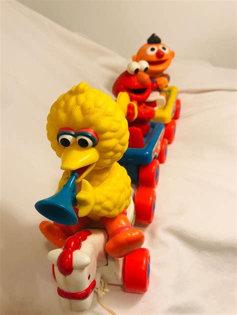 Vintage Sesame Street Pull Toy Baby Big Bird Elmo And Ernie Etsy
