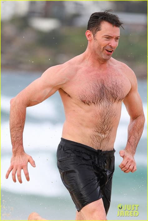 Hugh Jackman Goes Shirtless At The Beach With His Hot Trainer Photo