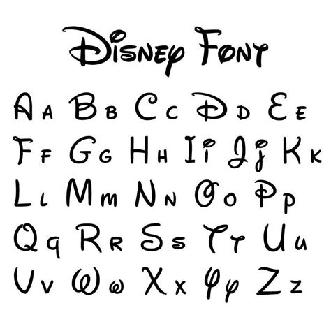 The Disney Font Is Drawn In Black Ink On A White Square Plate With