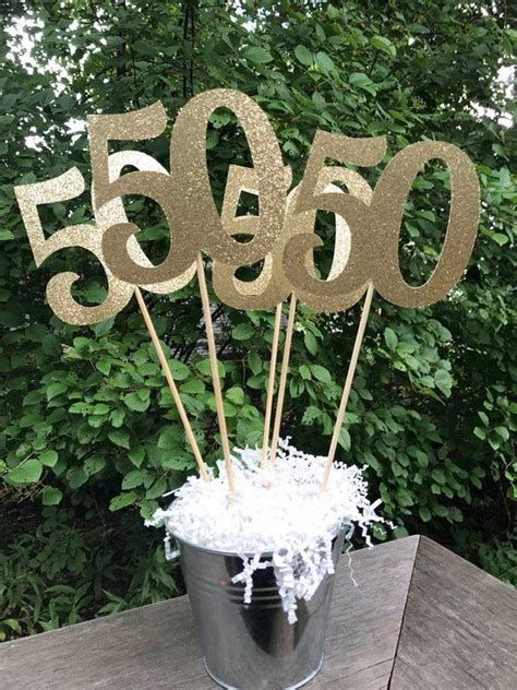 50th Birthday Centerpiece Sticks Glitter 50th Birthday Etsy 50th