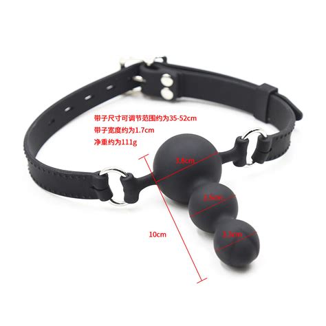 Bondage Silicone Beads Ball Open Mouth Gag With Plug Oral Fixation