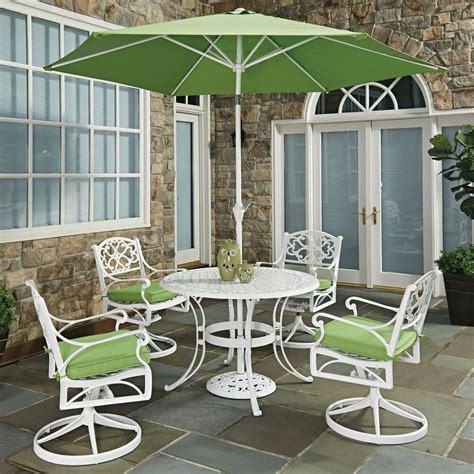 Home Styles Sanibel 42 7 Piece Patio Dining Set With Umbrella In White