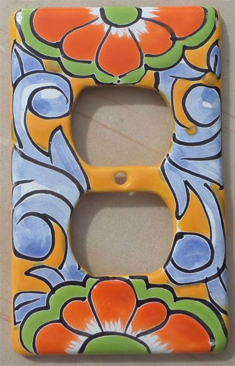 Shop for decorative wall plates by designers like andrea by sadek at distinctive decor. Talavera Mexican Pottery double outlet light switch cover ...
