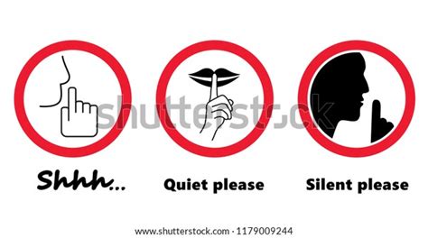Silhouette Please Be Quiet Silent Silence Stock Vector Royalty Free